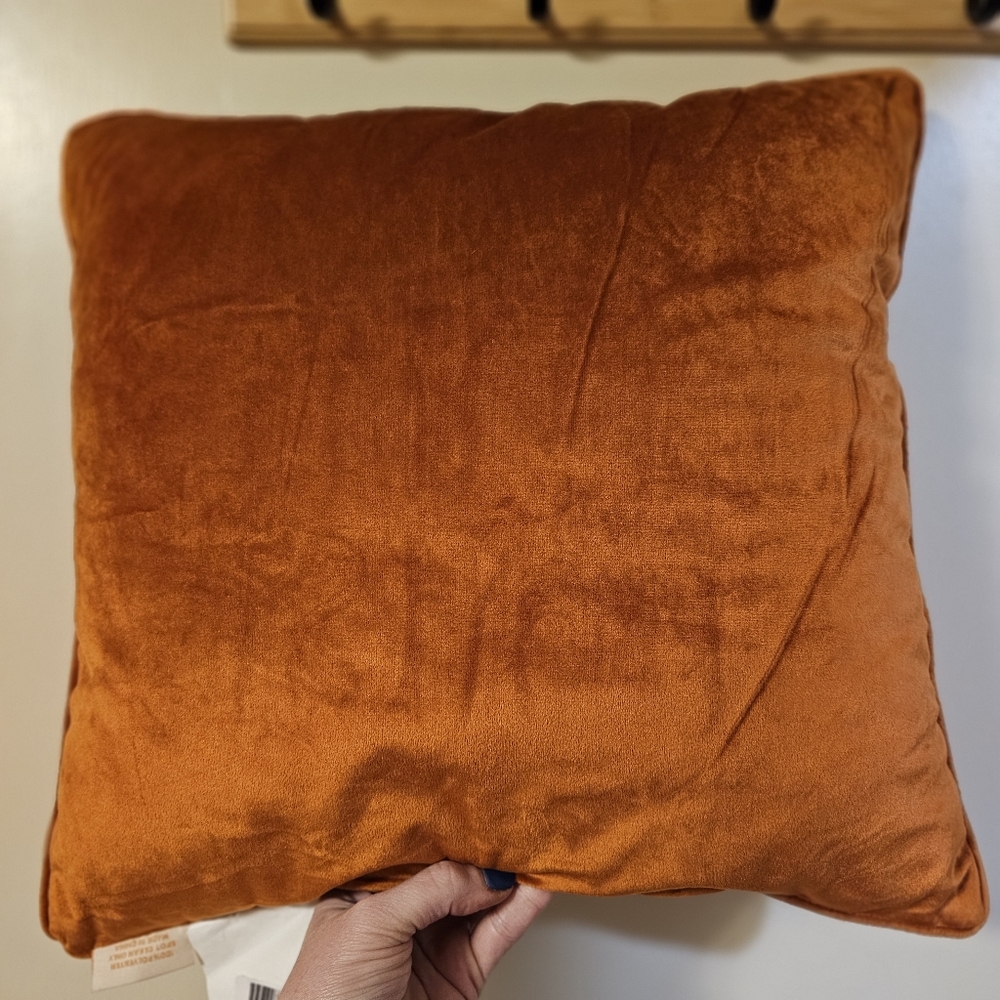 Orange Halloween Pillow with Black Text - Picture 5 of 5